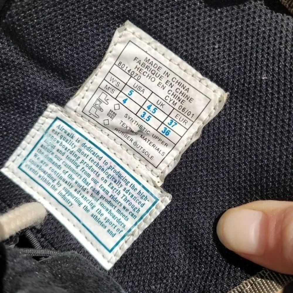 Vintage 90s Airwalk Womens Size 5/Youth 3 Gray Yellow Snowboard Boots Lace Up - Picture 10 of 12